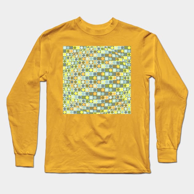 Circle in Squares in Yellow Long Sleeve T-Shirt by JoanNinjaHen